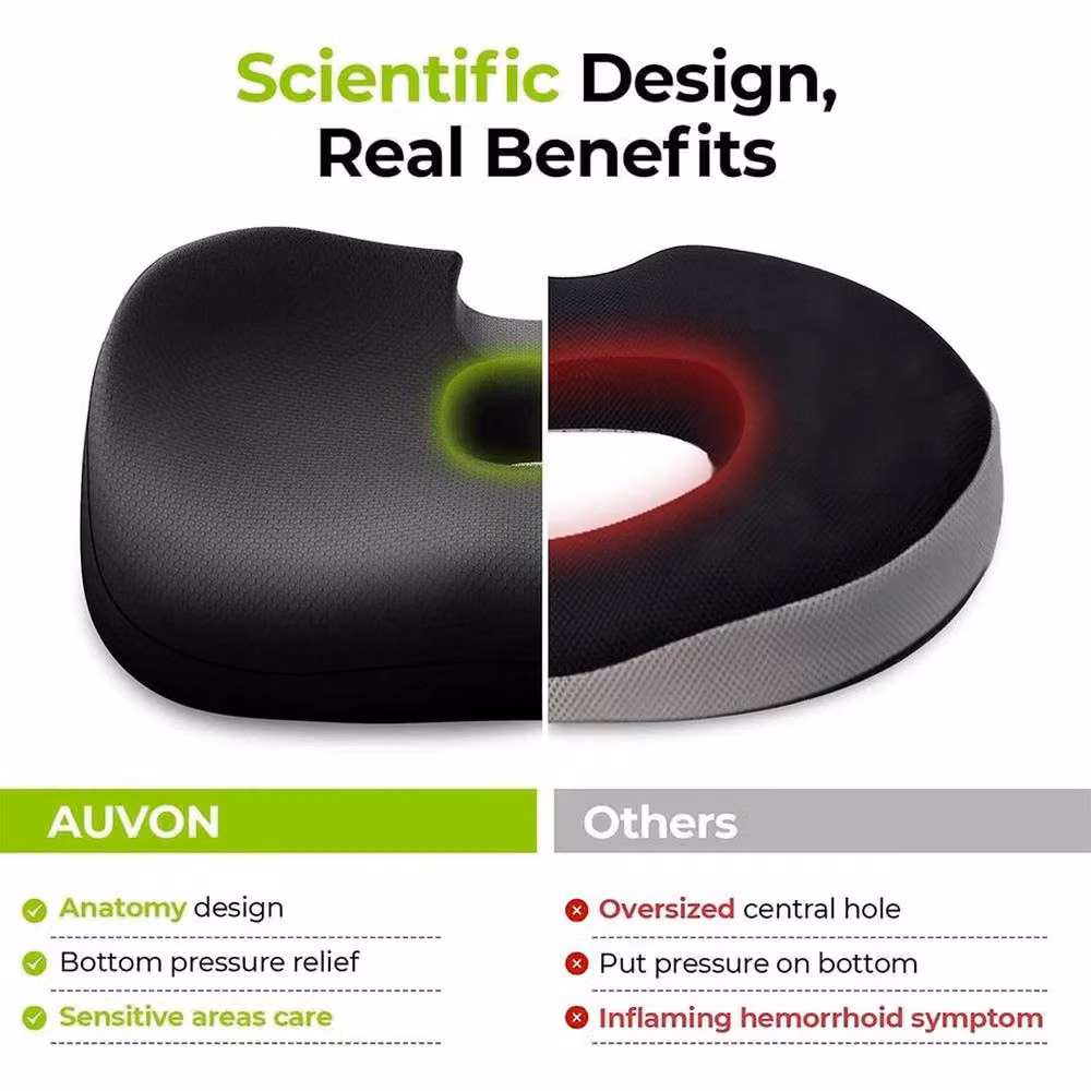 EONLION Innovation Black Contoured Round Donut Seat Cushion, W: 120 cm, D: 90 cm – 4