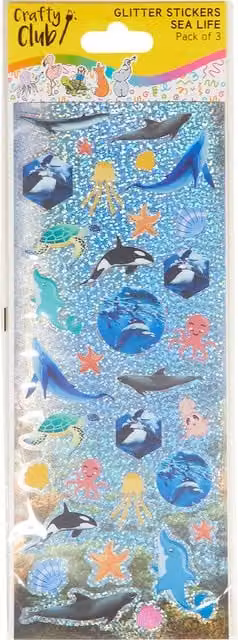 Crafty Club Sea Life Glitter Paper Stickers in Multicolour