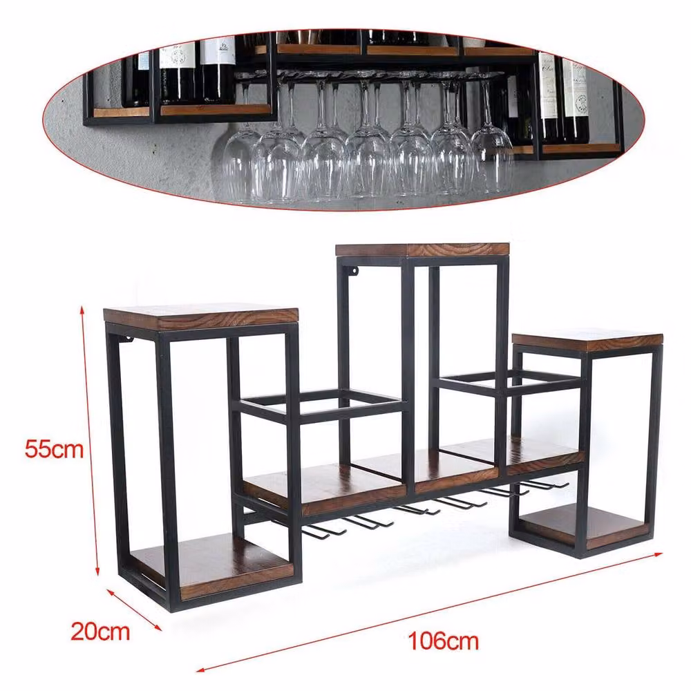 Kelvenix Industrial Wall Mounted Wine Rack in Brown – 2