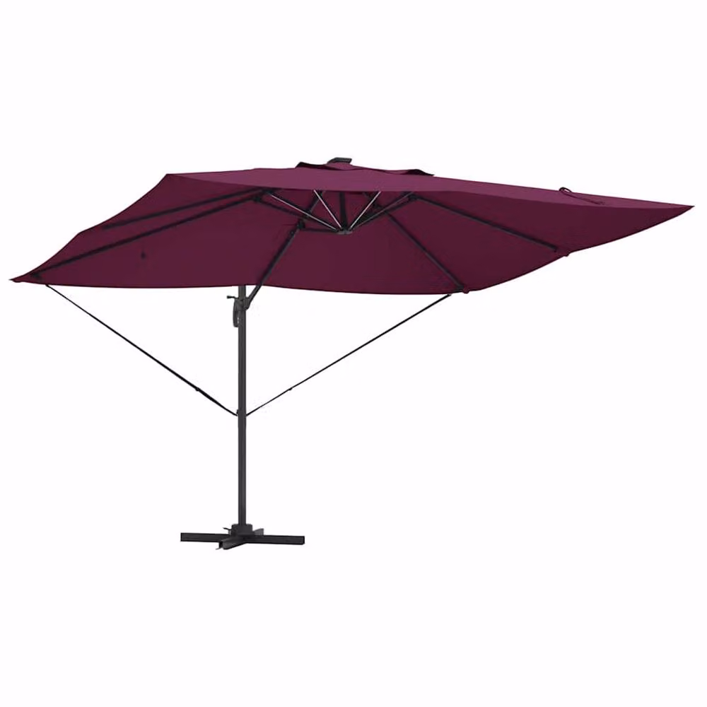 Berkfield Home Roma Cantilever Parasol with LEDs in Bordeaux Red, W/D/H: 352 x 251 x 265 cm – 4