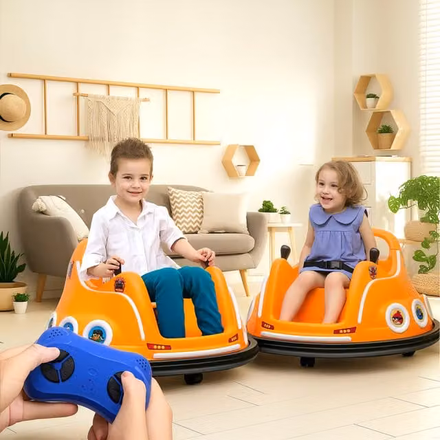 AIYAPLAY Angry Bird Licensed Remote Controlled Electric Ride On Bumper Car with Light and Sound, Orange