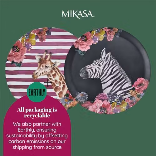 Mikasa Wild at Heart Giraffe Round Melamine Serving Tray, Multicolour, Diameter: 36 cm – 4