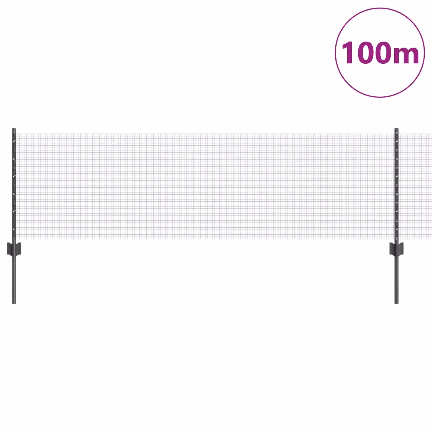 Berkfield Home Grey Steel Welded Wire Fence with 44 U-Profile Posts, W: 0.6 m, L: 100 m – 2
