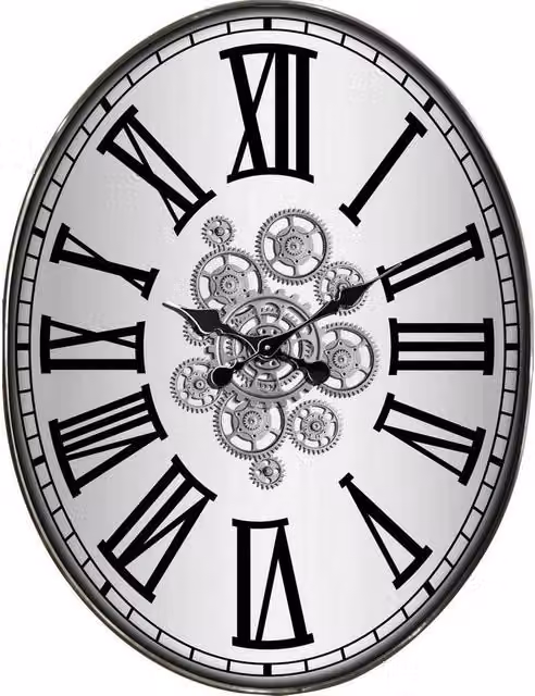 Minster Gear Quartz Wall Clock in Black and White, W70 x H70 cm – 1