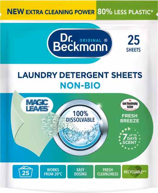 Dr Beckmann Magic Leaves Non Bio Detergent Sheets, Multicolour