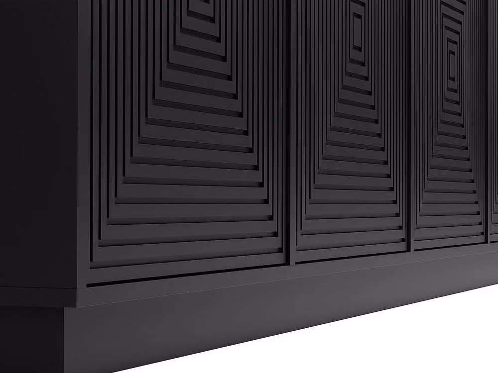 Vente-unique Mezulia Modern Black Sideboard with 4 MDF Doors – 3