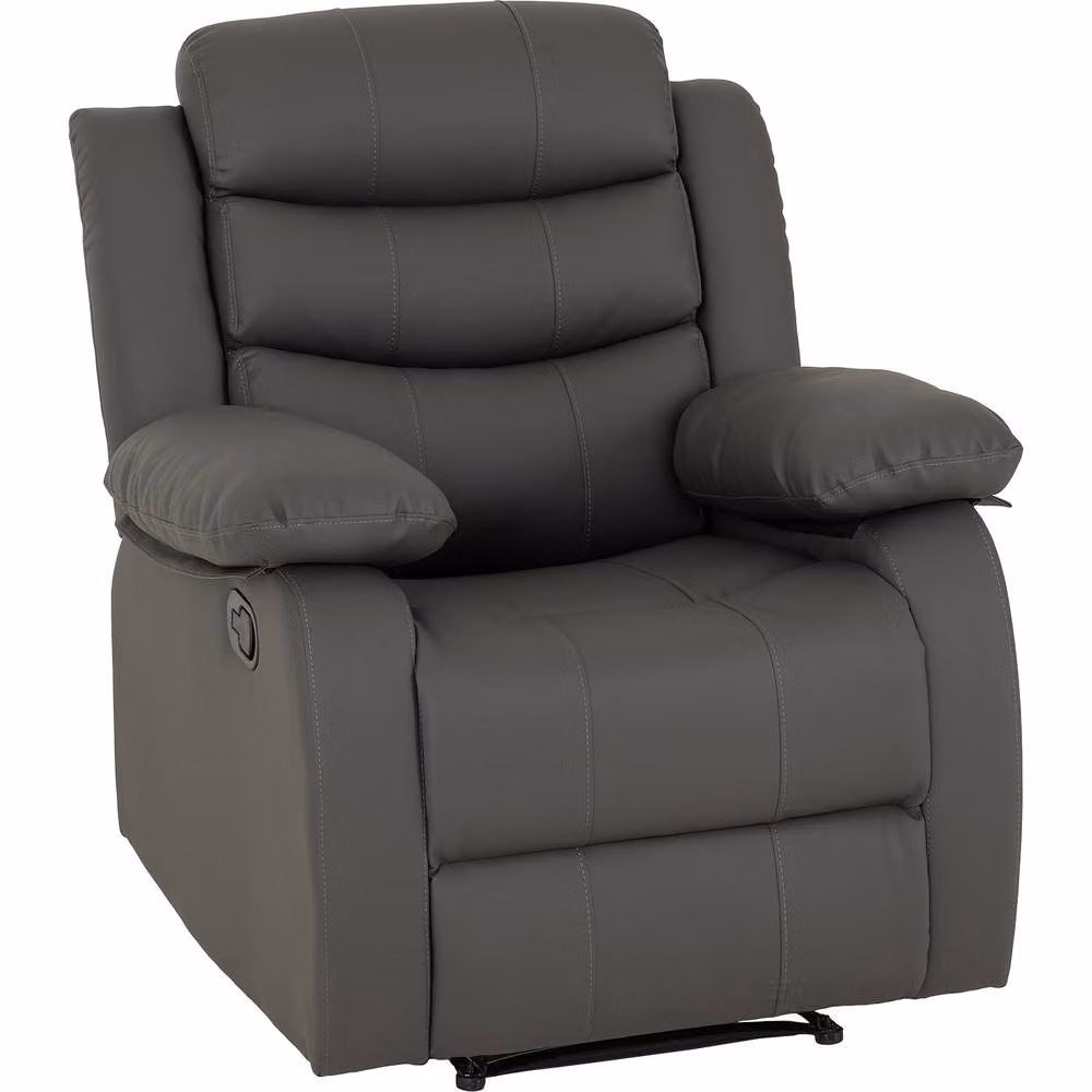 Seconique Roma Manual Lever Recliner Chair in Grey Synthetic Leather – 2