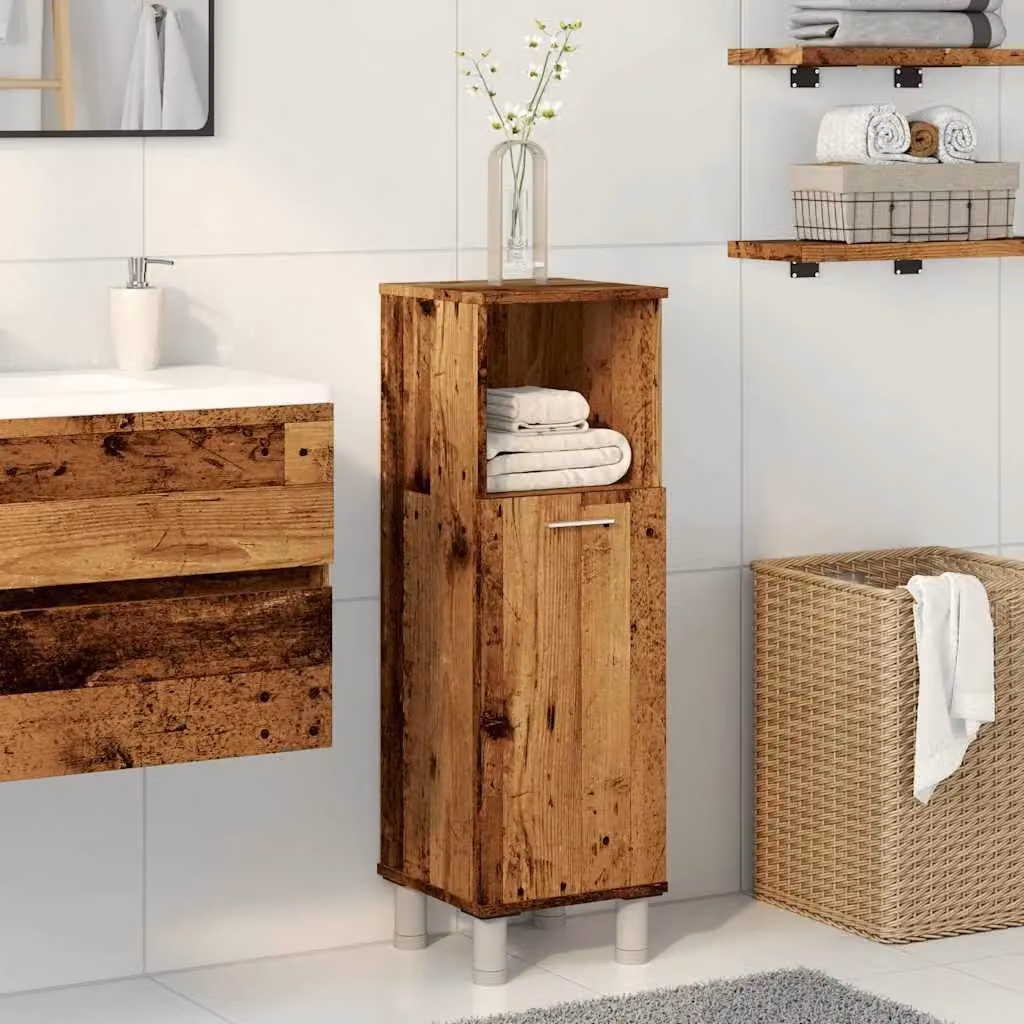 Berkfield Home Bathroom Cabinet in Old Wood Brown, W/D/H: 30 x 30 x 95 cm – 3