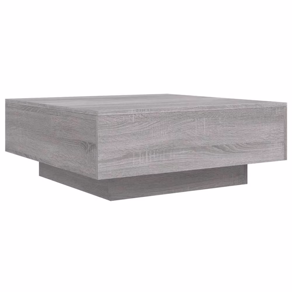 Berkfield Home Modern Square Coffee Table with LED Lights in Grey Sonoma, W/D/H: 80 x 80 x 31 cm – 3