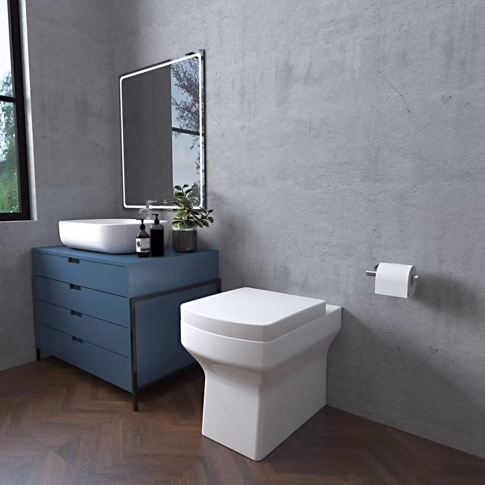Hinsinc Square Back To Wall Soft Close Ceramic WC Toilet in White W: 52 cm, D: 42.5 cm – 2