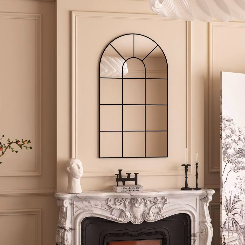CASSILANDO Arched Window Wall Mirror in Black – 4