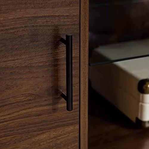 Centurion Supports Portobello Luxury Walnut Dual Compartment 6-Shelf TV Cabinet in Brown, fits up to 65 inch screens – 6