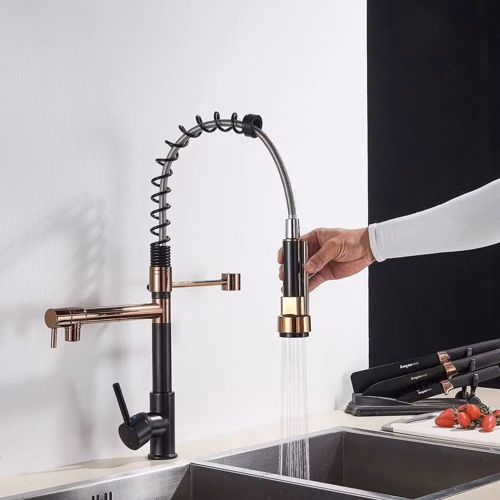 EONLION Matt Black Single Lever Kitchen Mixer Tap with Pull Out Spray Head – 3