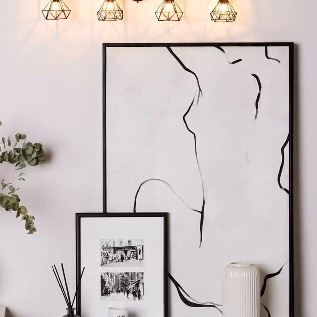 Wyld and Coco 4-Light Black Metal Ceiling Lamp with Adjustable Cage Shades – 1
