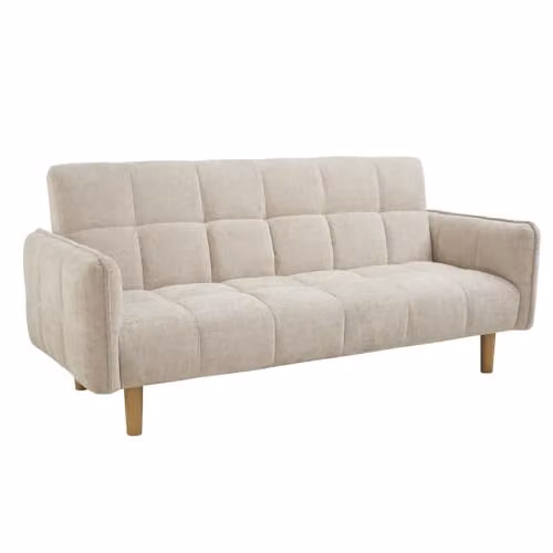 Home Detail Julian 3-Seater Click Clack Sofa Bed in Beige Fabric, W/D/H: 208 x 88 x 92 cm