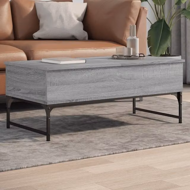 Berkfield Home Grey Sonoma Coffee Table with Lift Mechanism, W: 100 cm, D: 50 cm, H: 40 cm – 1