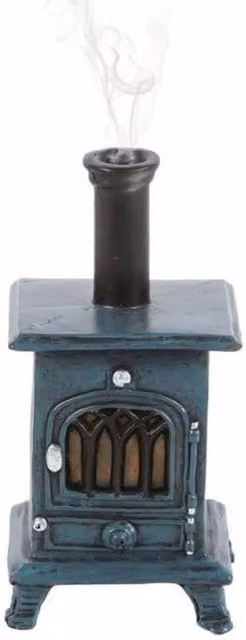 KDMD Rustic Ceramic Stove Shaped Incense Cone Burner in Petrol – 3
