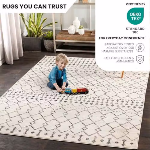 Livabliss Geometric Modern Rectangular Rug in Grey, Black and White, W/D/H: 80 x 220 x 0.6 cm – 3