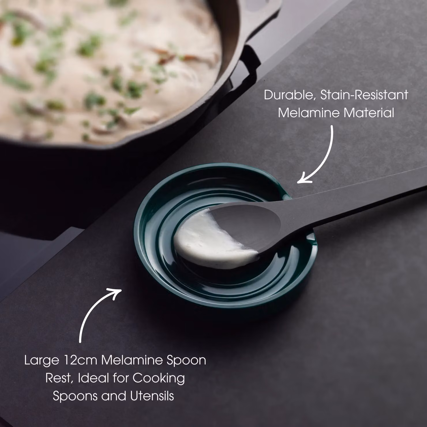 Zeal Melamine Circular Spoon Rest in Green, Diameter: 12 cm – 2