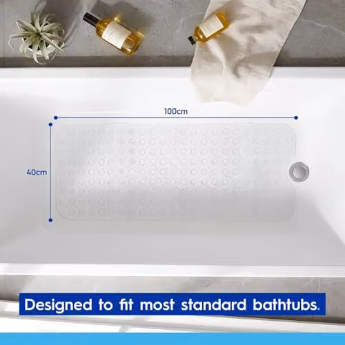 Harbour Housewares Non-Slip Bath Mat in Transparent, W: 100 cm, D: 40 cm – 2