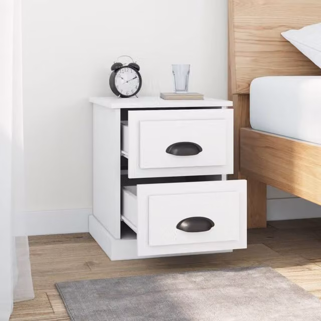 Berkfield Home Durable White Bedside Cabinet W/D/H: 39 x 39 x 47.5 cm – 1