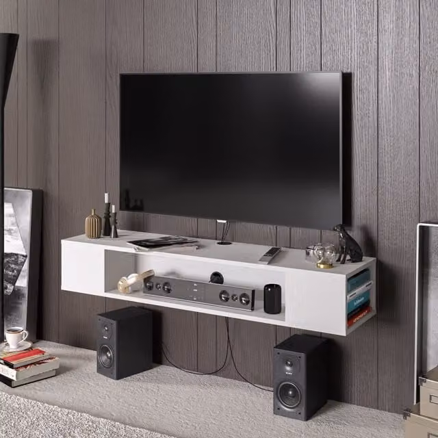 Decorotika Peti Modern Floating TV Stand in White – 1