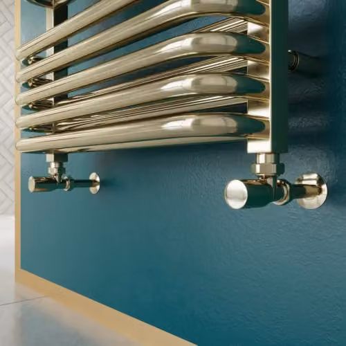UK Radiators Polished Brass Round Manual Radiator Valve Pair – 3