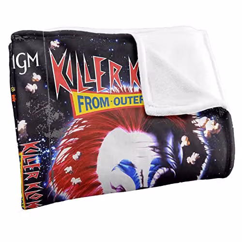 LOGOVISION Killer Klowns From Outer Space VHS Super Soft Microfiber Fleece Throw Blanket, W: 152 cm, D: 127 cm, Multicolour – 2