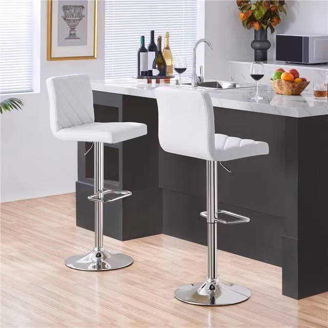 Yaheetech Set of 2 Adjustable Modern Bar Stools in White