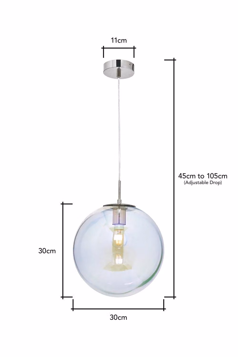BHS Lighting Single Petro Sphere Pendant Ceiling Light in Metallic Silver – 2