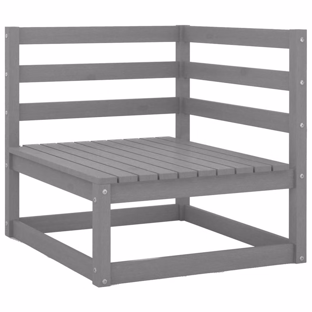 Berkfield Home Garden 2-Seater Grey Solid Pinewood Garden Sofa – 3