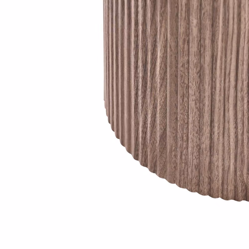 Wyld and Coco Ribbed Leg Side Table with White Ceramic Top and Brown MDF Base, Height: 45 cm – 3