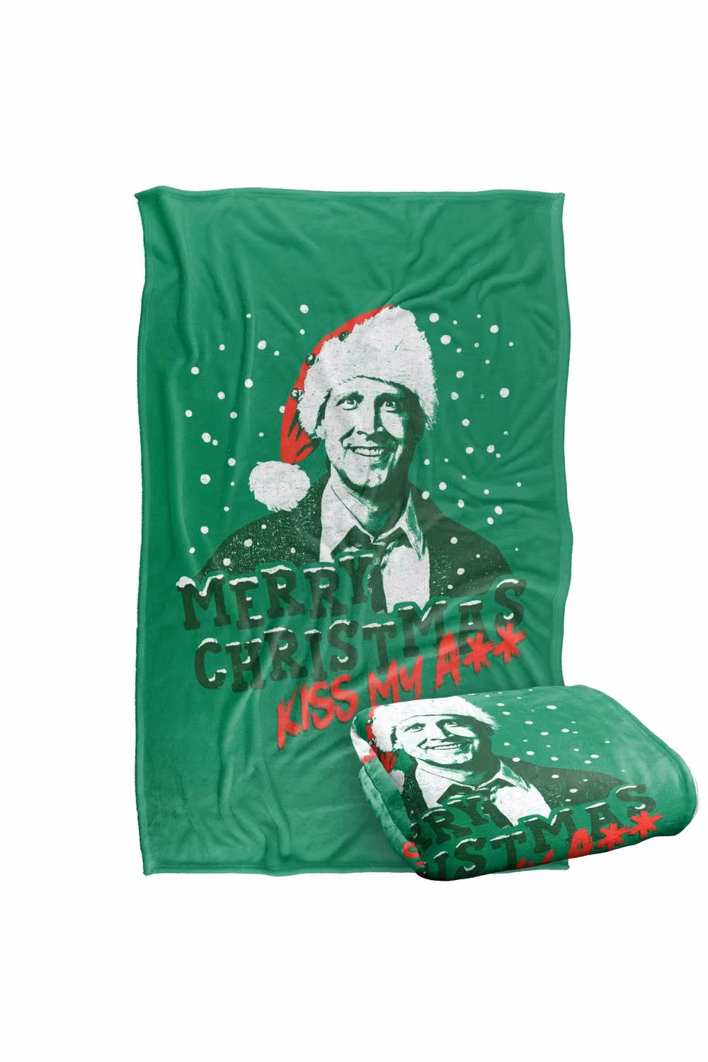 Warner Bros. Christmas Vacation Merry Christmas Kiss My A** Super Soft Fluffy Polyester Blanket, Extra Large, Multicolour – 2