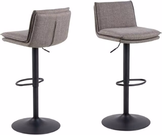 netfurniture Kensington Swivel Bar Stool in Light Grey-Brown Fabric with Metal Frame