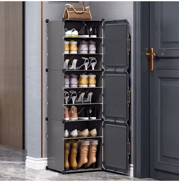 Living and Home 8-Tier Modern Shoe Storage Cabinet in Dark Grey