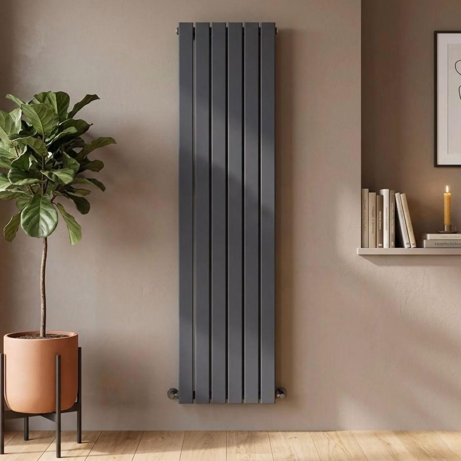 Balterley Lucia Square Vertical Double Panel Radiator, Grey Anthracite, H: 150 cm x W: 35.4 cm – 4