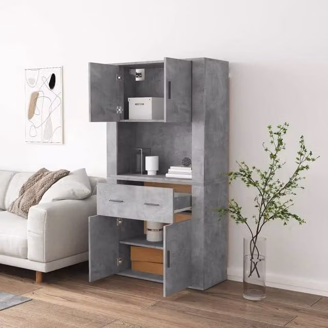 Berkfield Home Highboard in Concrete Grey, MDF, W/D/H: 80.0 x 33.0 x 70.0 cm – 1