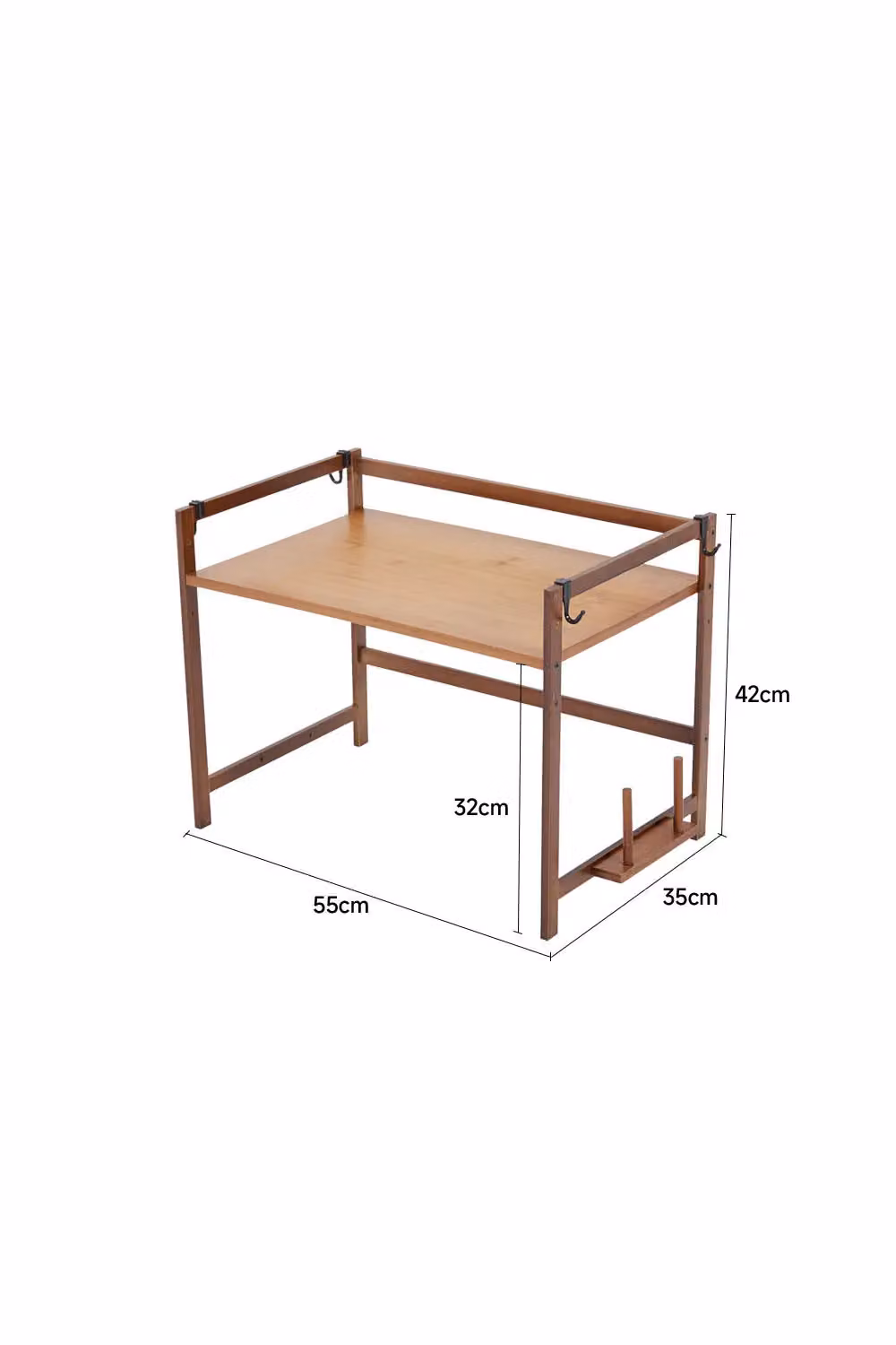 Living and Home 2-Tier Wooden Kitchen Spice Rack and Microwave Oven Organiser in Brown – 2