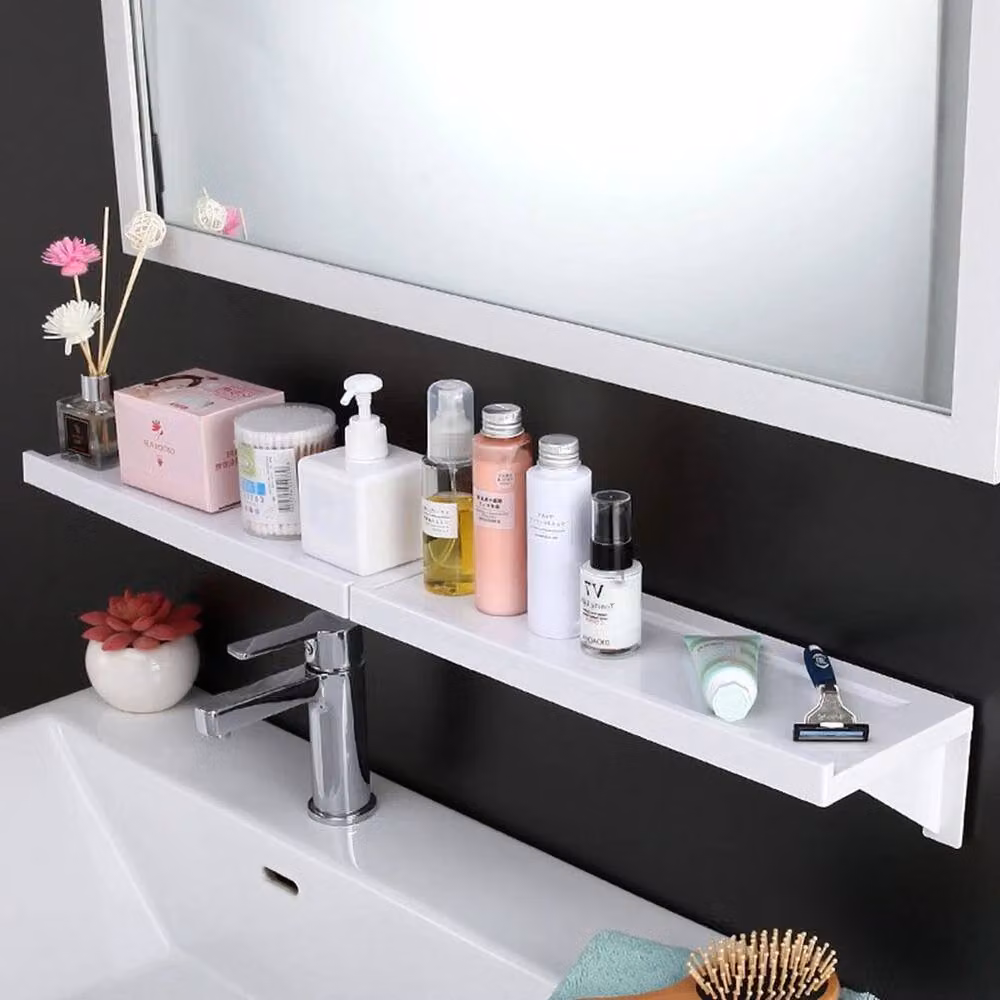 EONLION White Glossy Self Adhesive Corner Floating Shelves, W: 50 cm – 3