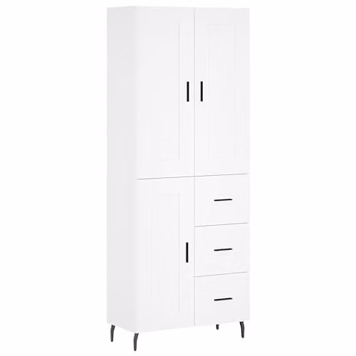 vidaXL Industrial Highboard in White with Hinged Doors and Internal Shelves, W/D/H: 69.5 x 34 x 180 cm – 1