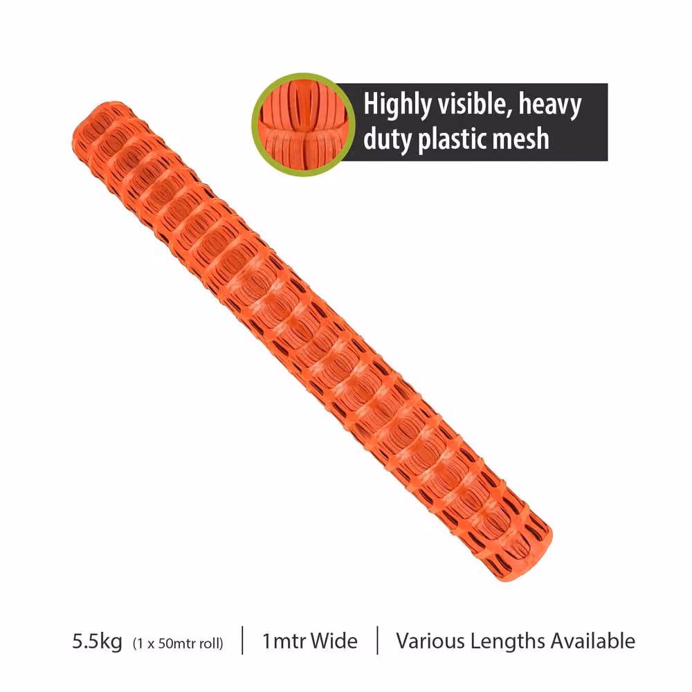 Pegdev Orange Plastic Barrier Mesh Fencing with Steel Pins, 20m – 3