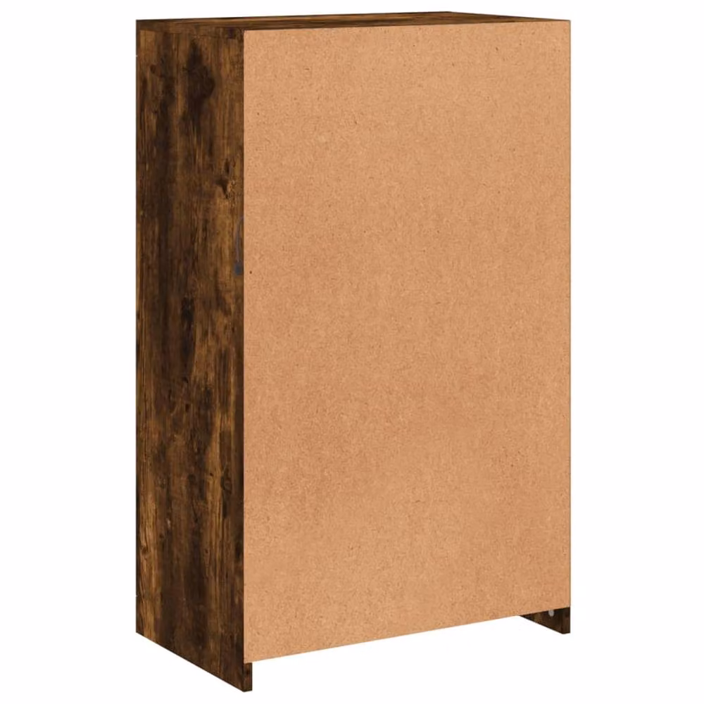 Berkfield Home Side Cabinet in Smoked Oak with Glass Doors and Integrated LED Lights, Brown, W/D/H: 100 x 37 x 60.5 cm – 5