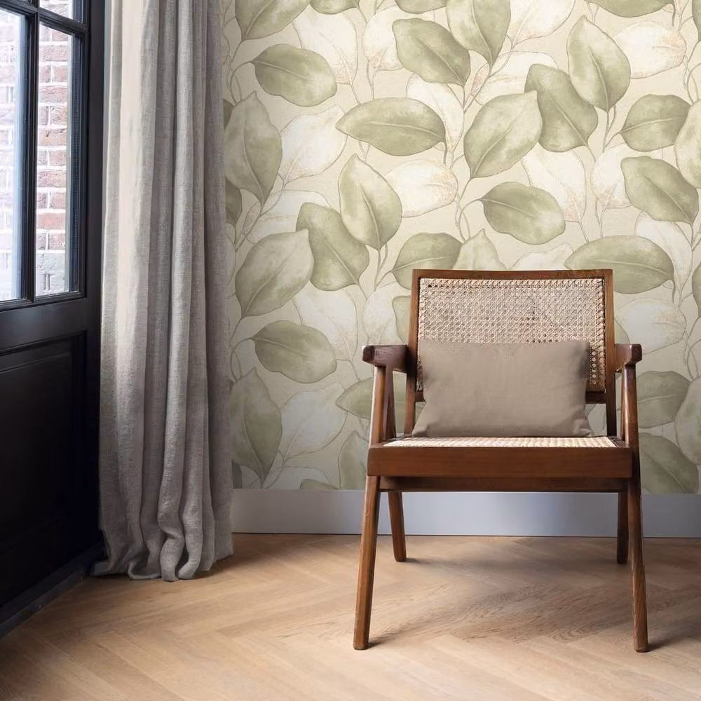 Rasch Opulenza Leaf Botanical Floral Vinyl Wallpaper in Green – 2