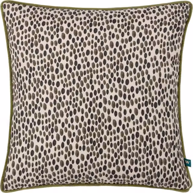 Make it a Home Nympha Abstract Dotted Velvet Cushion in Green and White Polyester