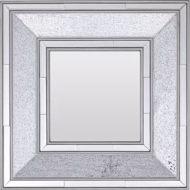 Orsina Silver Square Wall Mirror with Reflective Glass Border