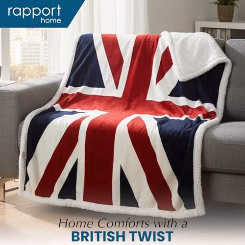 Rapport Home Reversible Geometric Fleece Throw in Red, White and Blue, W/D/H: 160 x 130 x 10 cm – 8
