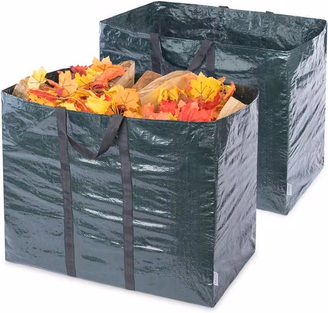 LIVIVO Set of 2 Heavy Duty Reusable Waterproof Garden Waste Bags, 150L, Dark Green – 1