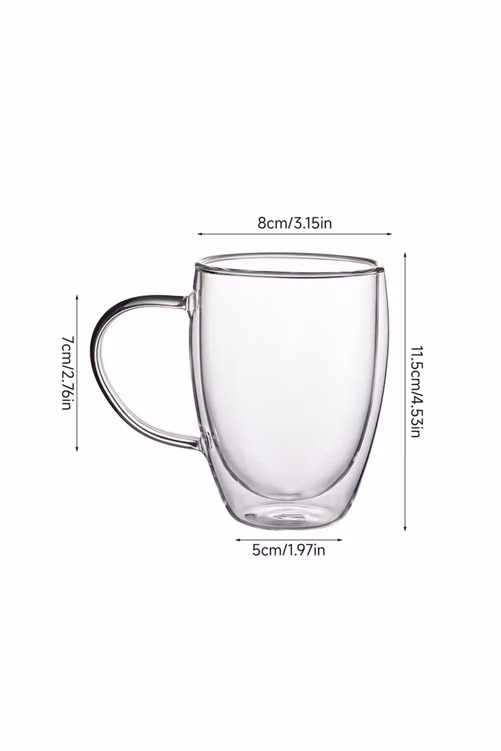 Living and Home 2-Pack Double Walled Borosilicate Glass Coffee Cups with Handle, 350 ml, Clear – 4