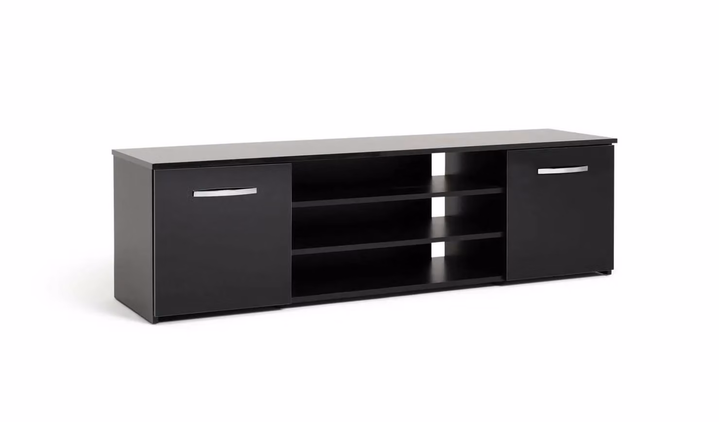 Hayward 2 Door Wide TV Unit in Black Gloss Modern Media Storage W/D/H: 150 x 39 x 44 cm