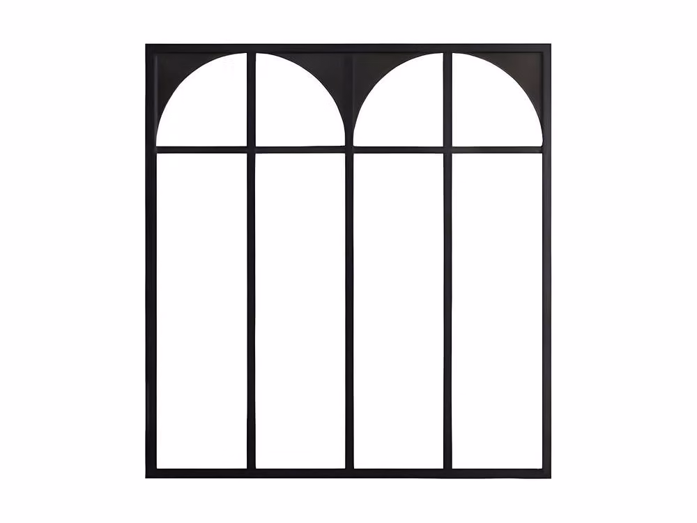 Vente-unique Art Deco Style Black Powder-Coated Aluminium and Glass Partition W: 120 cm, H: 130 cm – 2